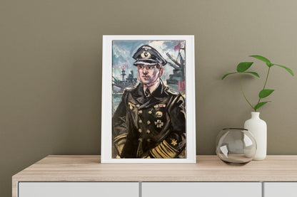 White-framed oil portrait of naval officer Alexander Arkadievich Litvinov