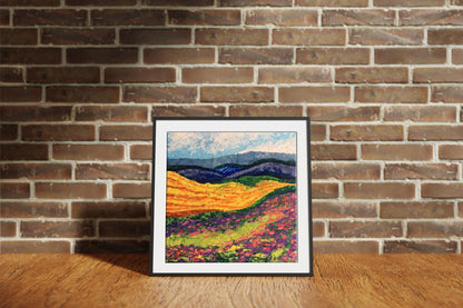 Framed cross-stitched Carpathians V. Zadorozhnya landscape art