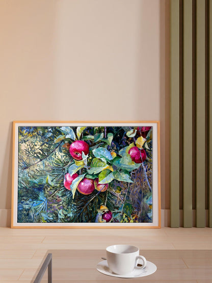 Oil on canvas "September Forest Paradise Apples" by Anatoly Varvarov