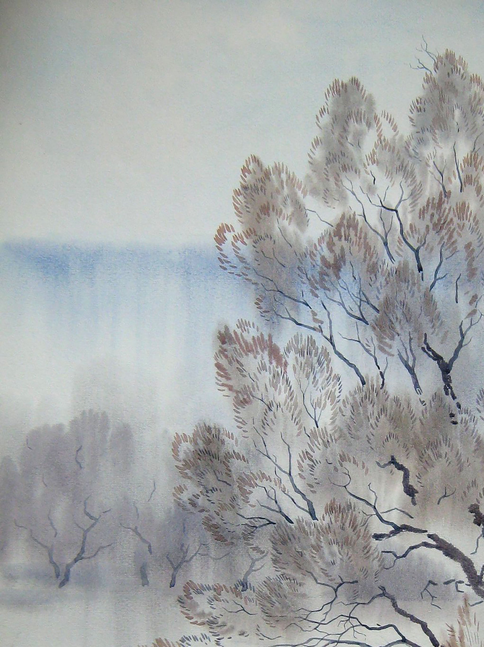 Valery Savenets' winter-themed watercolor painting