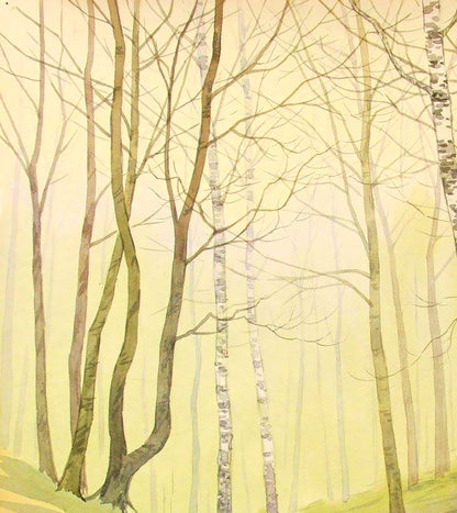 Watercolor painting April Nature Landscape Valery Savenets