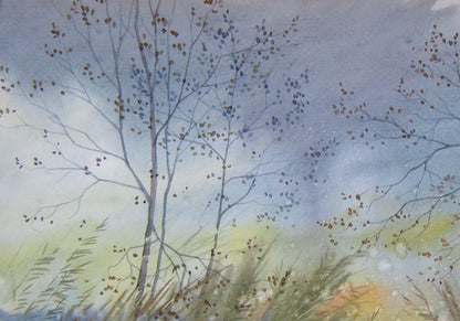 Watercolor painting November Nature Landscape Savenets Valery