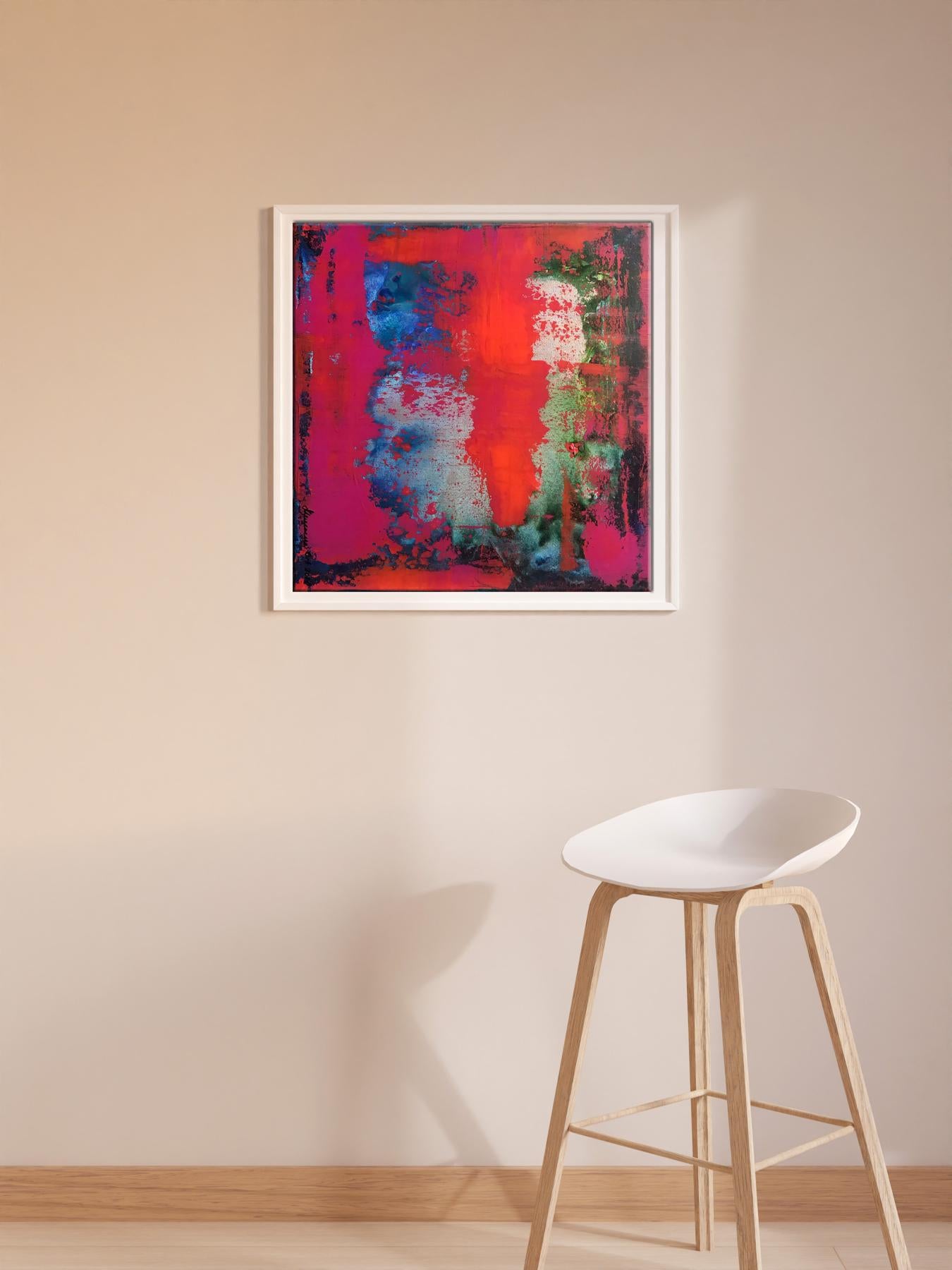 Vibrant abstract acrylic painting Passion by Melezhik Olga in white frame