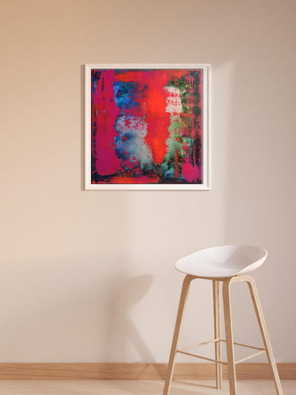 Vibrant abstract acrylic painting Passion by Melezhik Olga in white frame