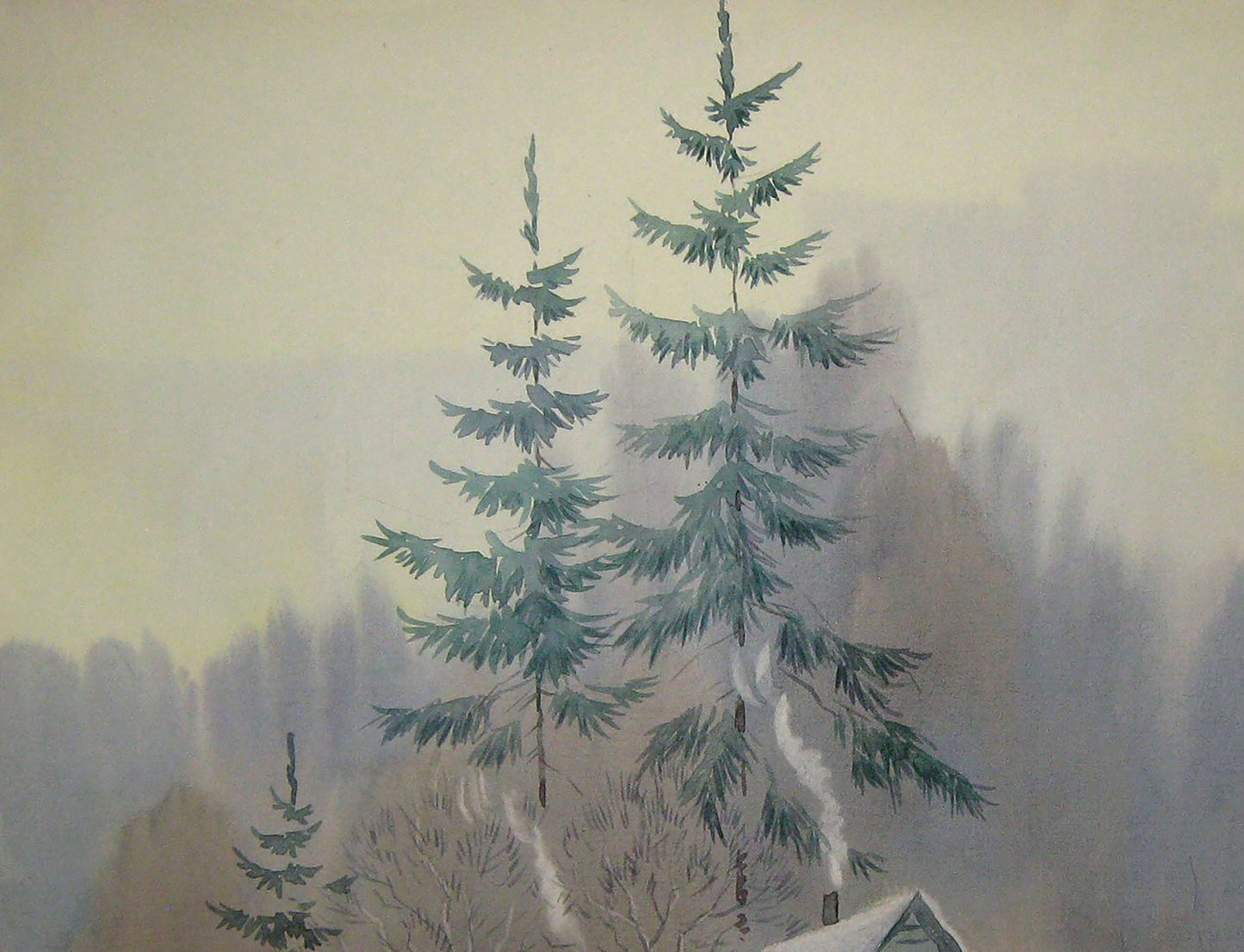 Watercolor painting Village landscape Savenets Valery