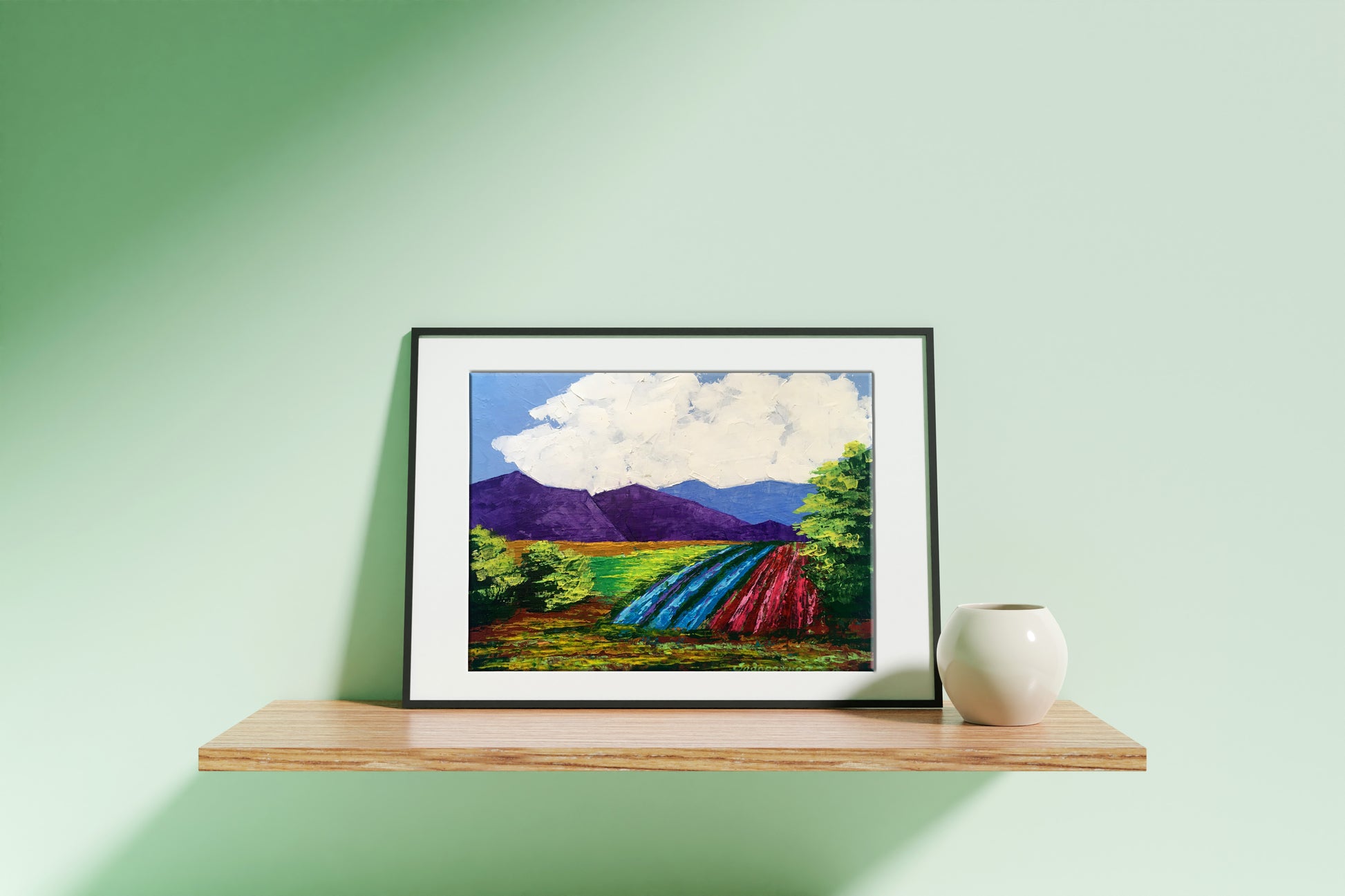 Framed oil painting Vineyards in the mountains by V. Zadorozhnya