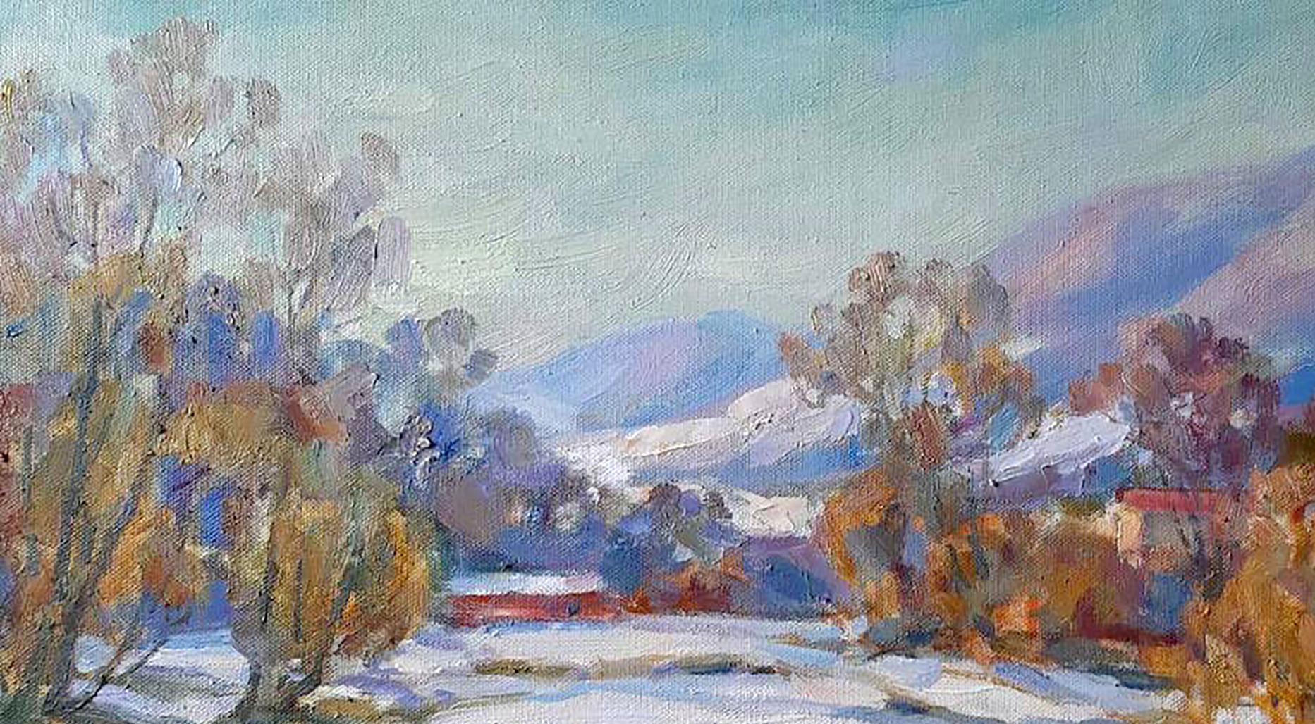 Oil Painting Winter Nature Landscape 