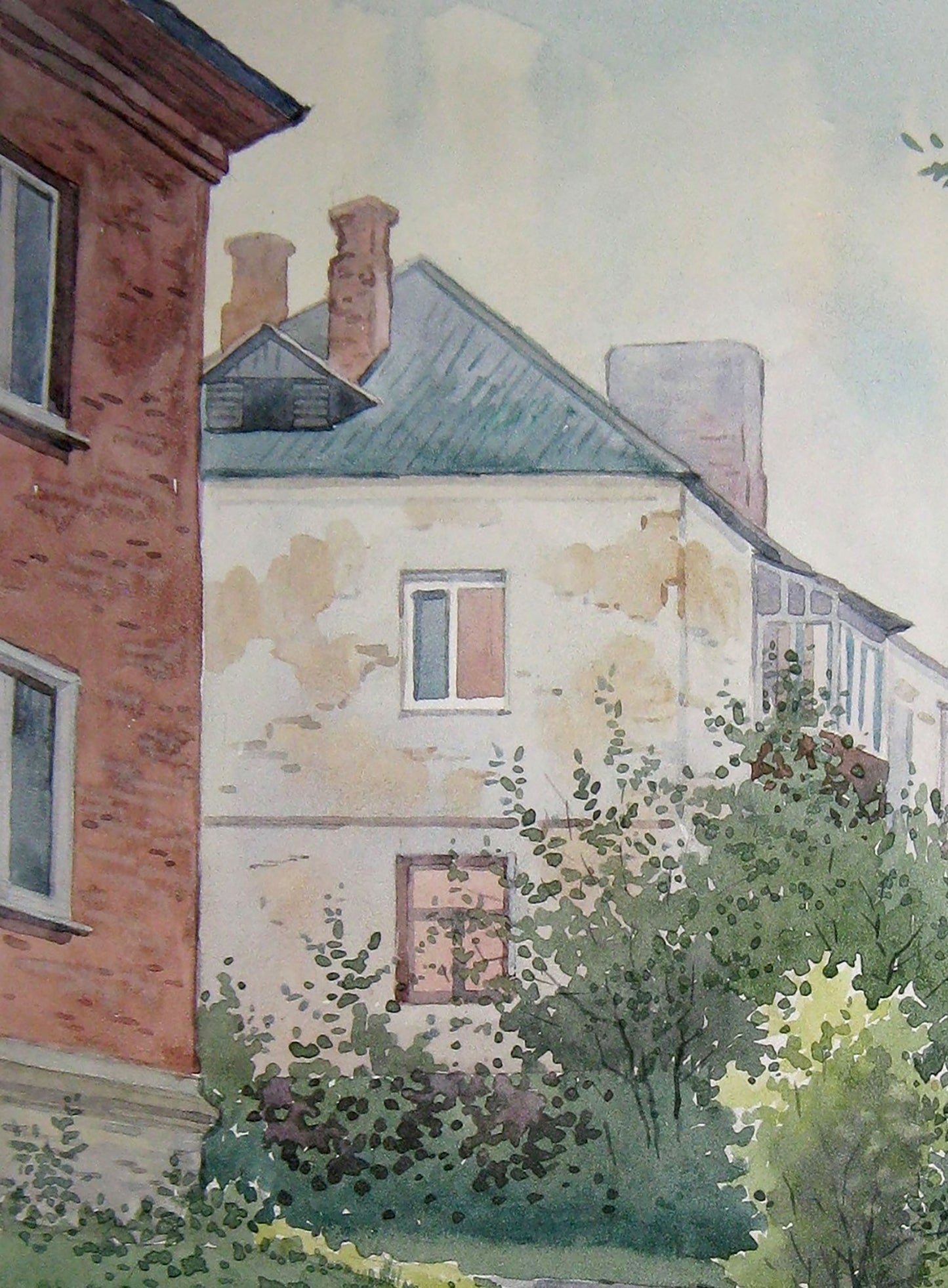 Watercolor painting June morning Cityscape Valery Savenets