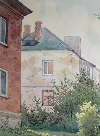 Watercolor painting June morning Cityscape Valery Savenets