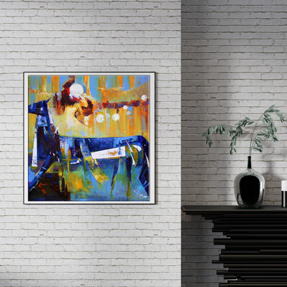 Oil painting Free skate by Valentina Alekseevna Kozyar in white frame