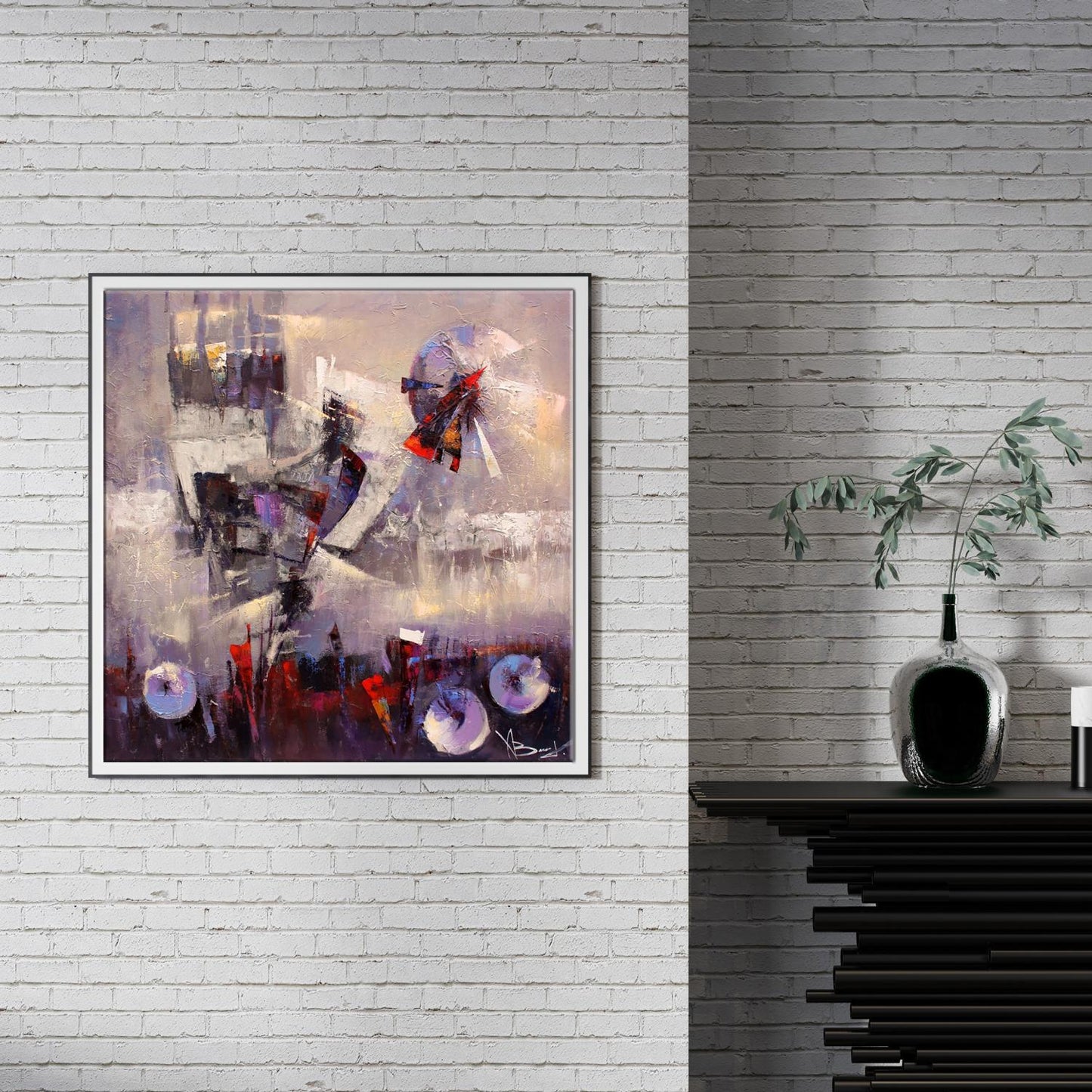 Oil painting Dawn by Valentina Alekseevna Kozyar in black frame