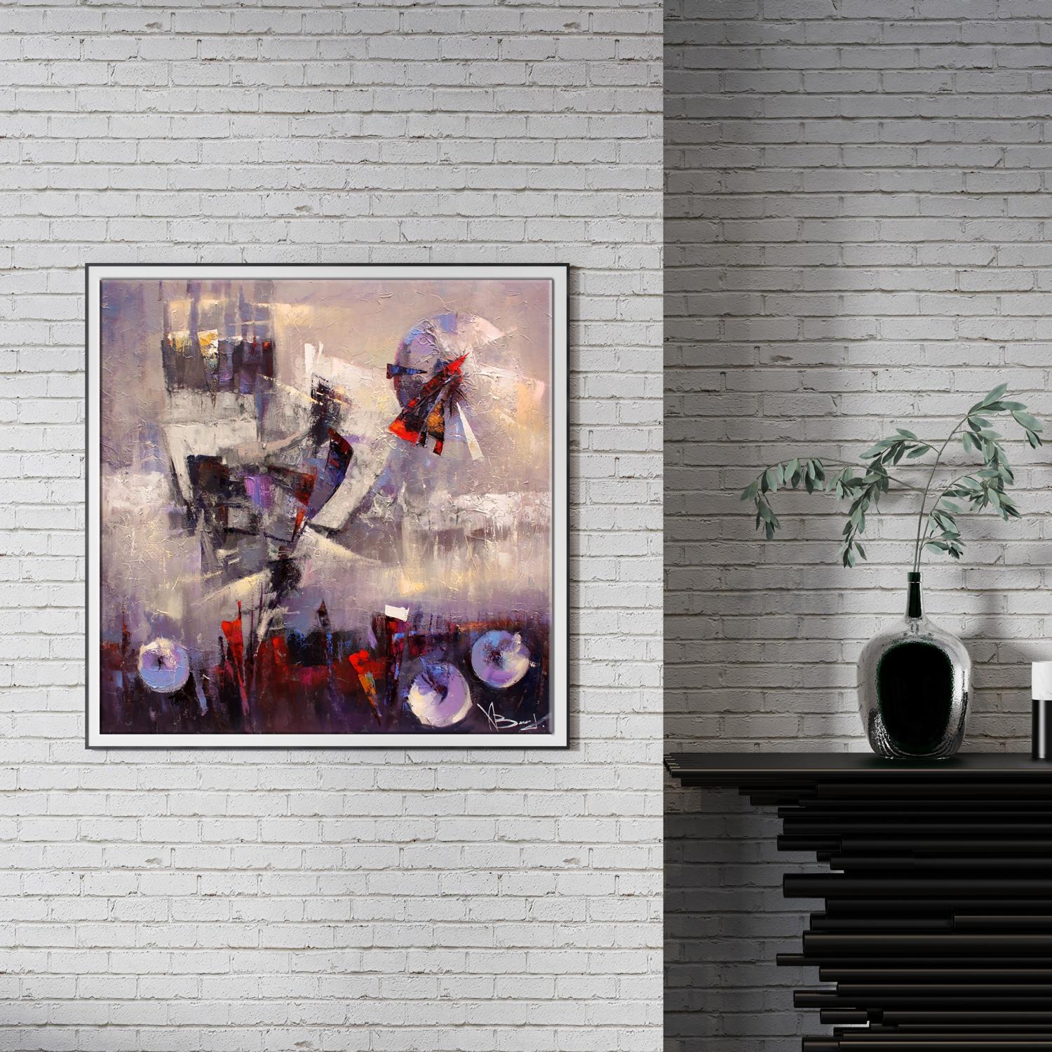 Oil painting Dawn by Valentina Alekseevna Kozyar in black frame
