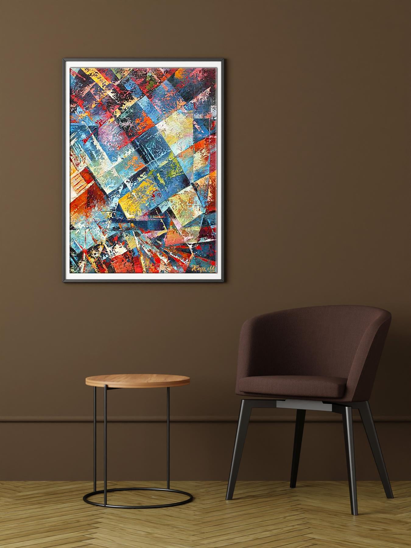 Oil painting Awakening by Kirilenko Mikhail: vibrant geometric abstract