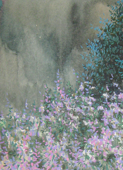 Watercolor painting Night Flowers  Savenets Valery
