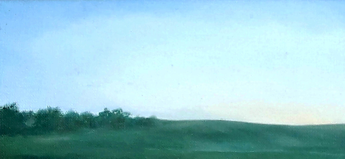 Serene Dnieper outskirts oil painting by Korkishko Vasily with green hills