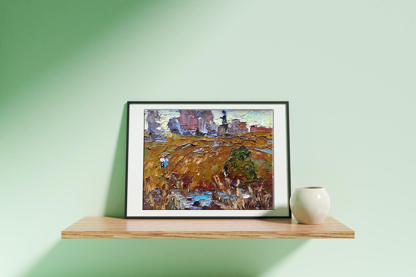 Oil painting pond 