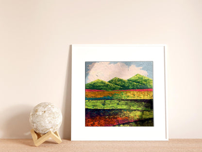 White-framed Oil painting In the summer mountains by Zadorozhnya V. V