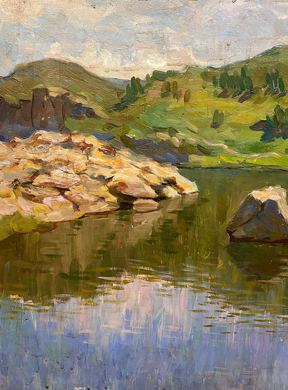 Oil painting Still water by Tal’ko Boris Adol’fovich lakeside scene
