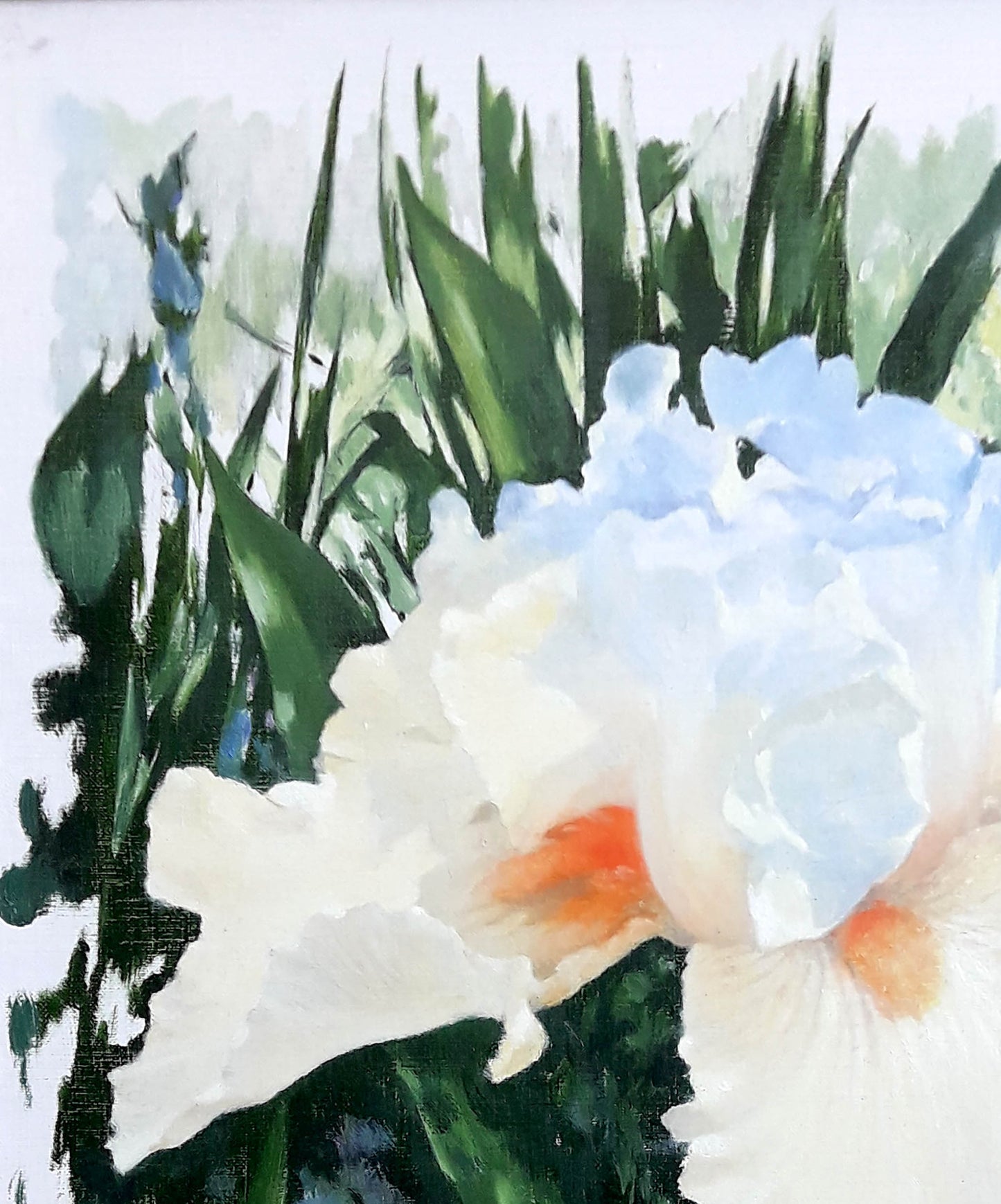 Impressionistic oil painting by Iris Korkishko Vasily: soft white peony