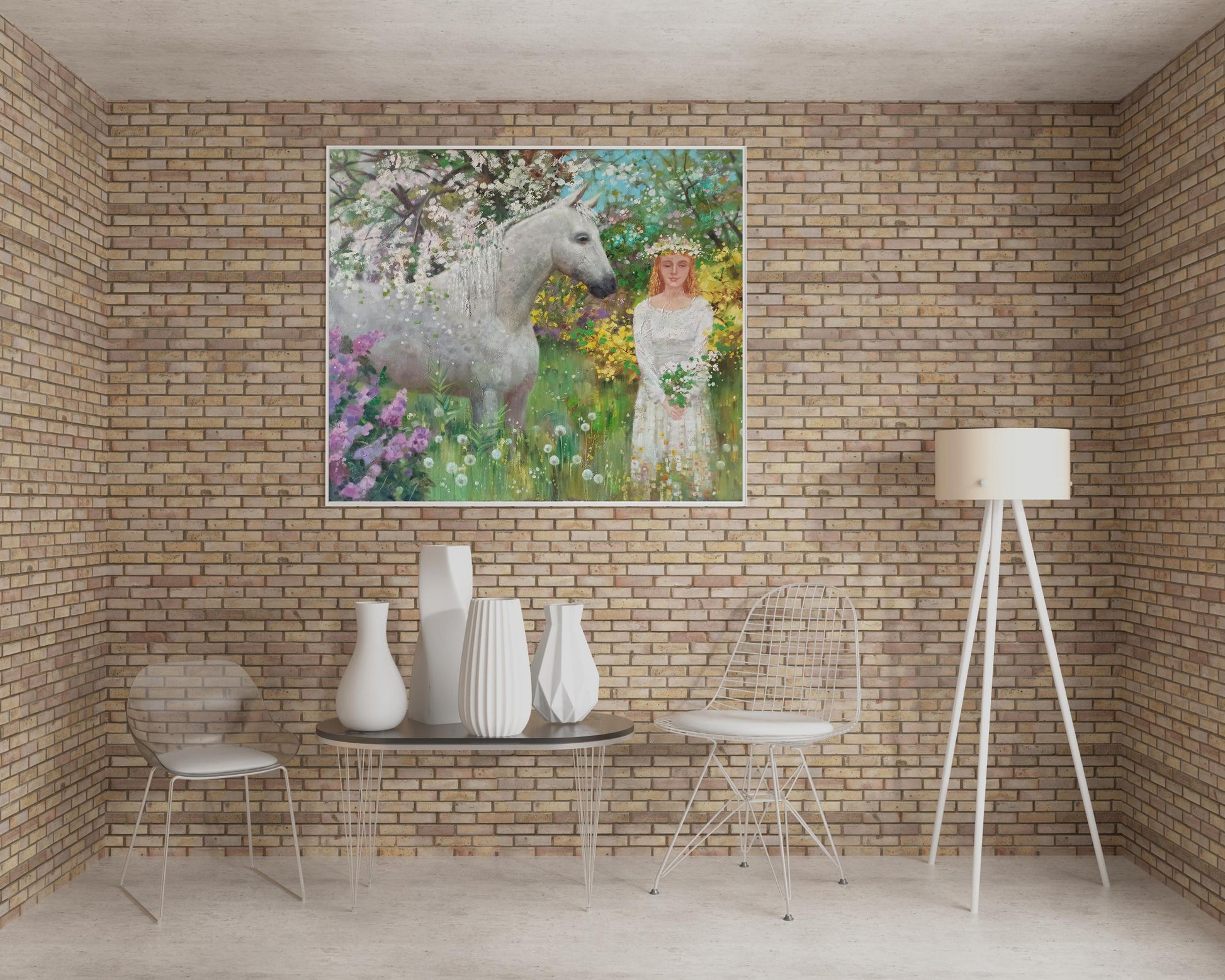 Framed abstract oil painting Together Through Spring by Anatoly Borisovich Tarabanov