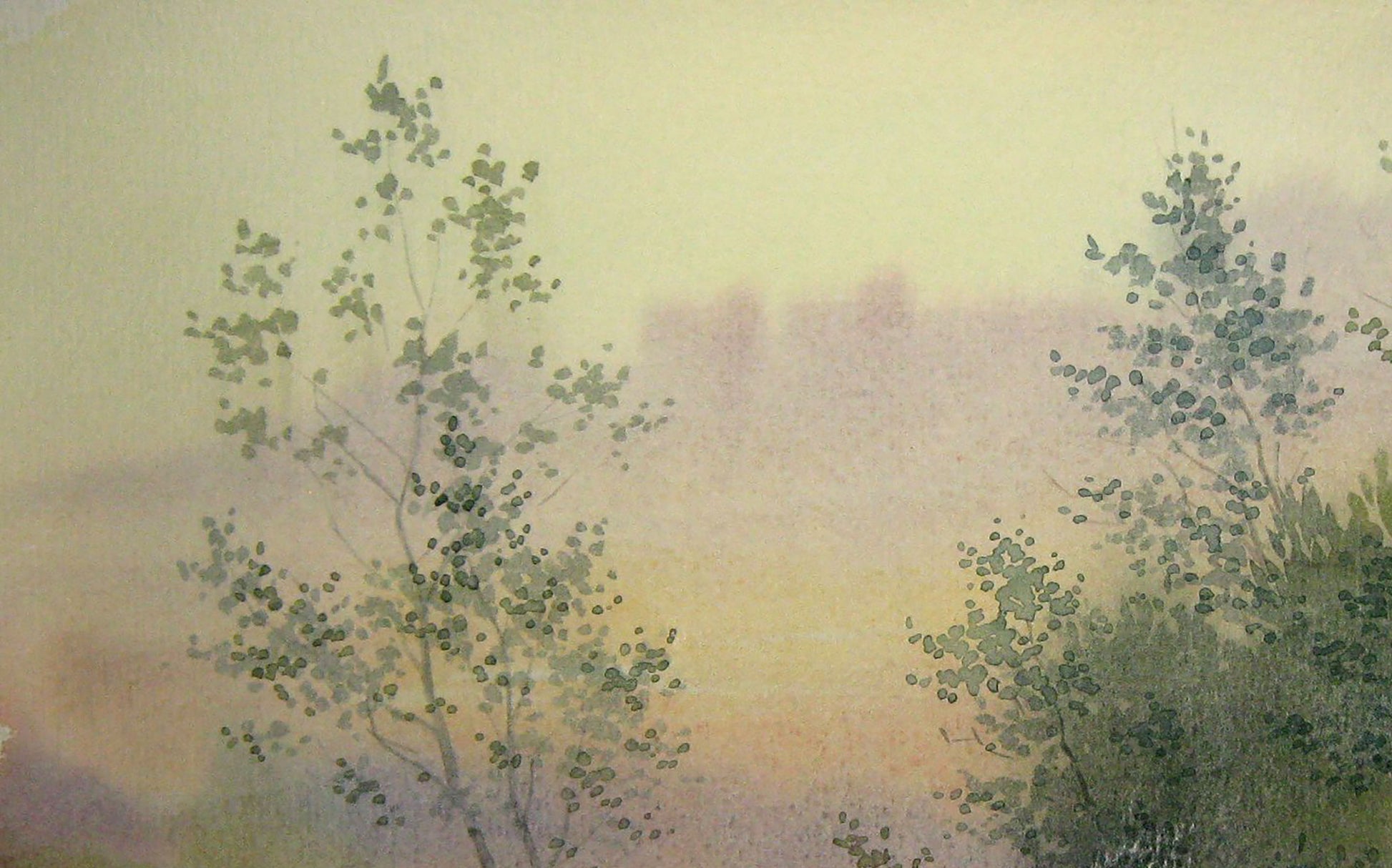 Watercolor painting Evening Nature Landscape Savenets Valery