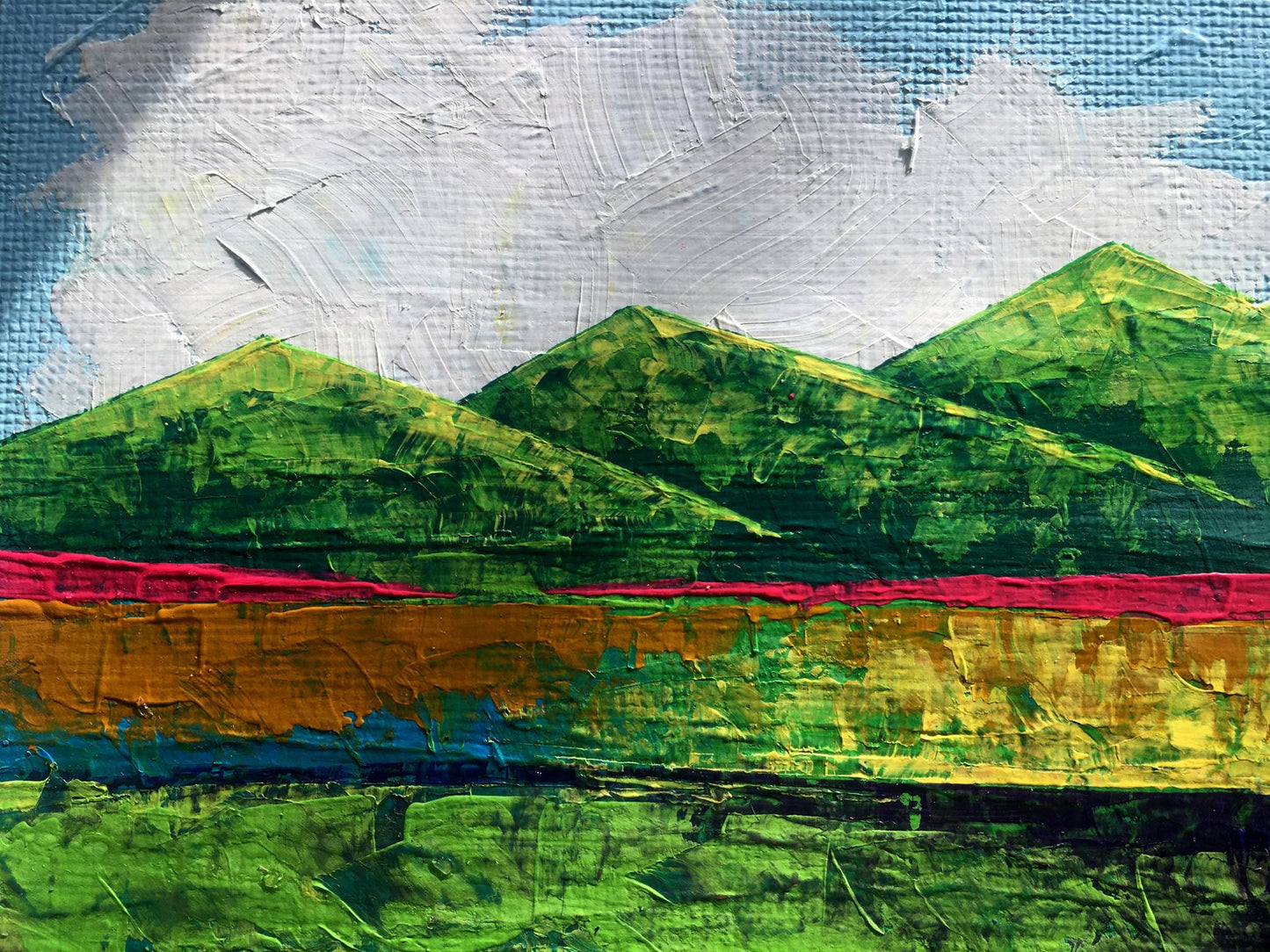 Oil painting In the summer mountains by Zadorozhnya V. V. with vibrant bands