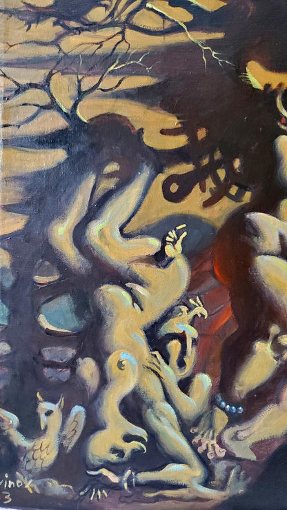 Abstract expressionist oil painting The Last Judgment of Paris by Litvinov Daniil Olegovich