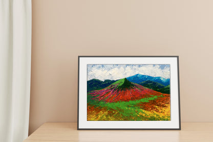 Framed Oil Painting Big Mountain Peak V. Zadorozhnya vibrant abstract landscape