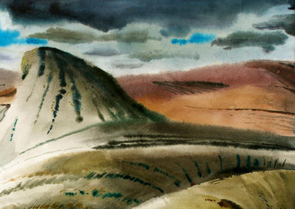 Watercolor painting of rugged Eastern C. mountains by Egor Shvachunov