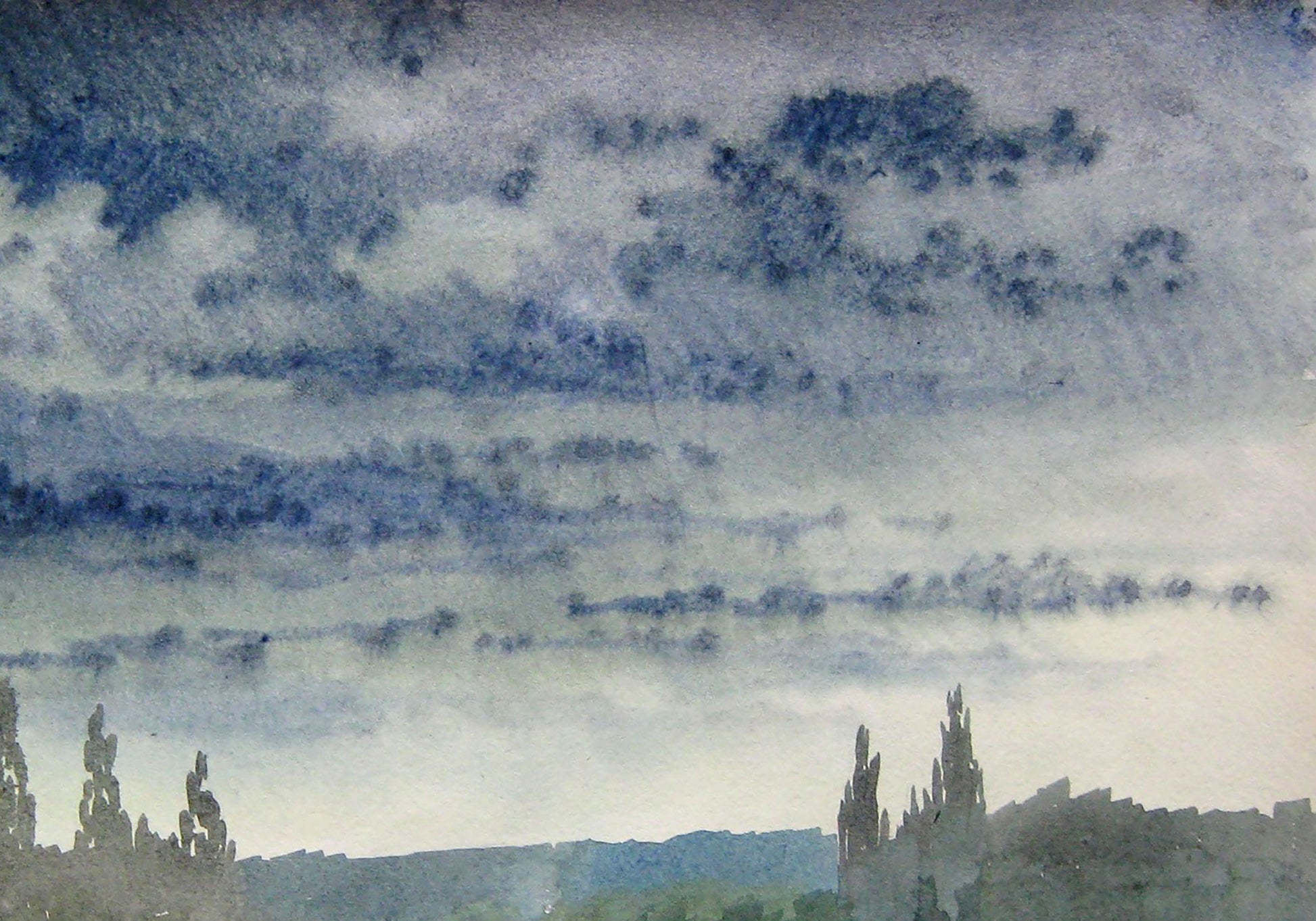 Clouds are Coming depicted in a watercolor painting by Valery Savenets