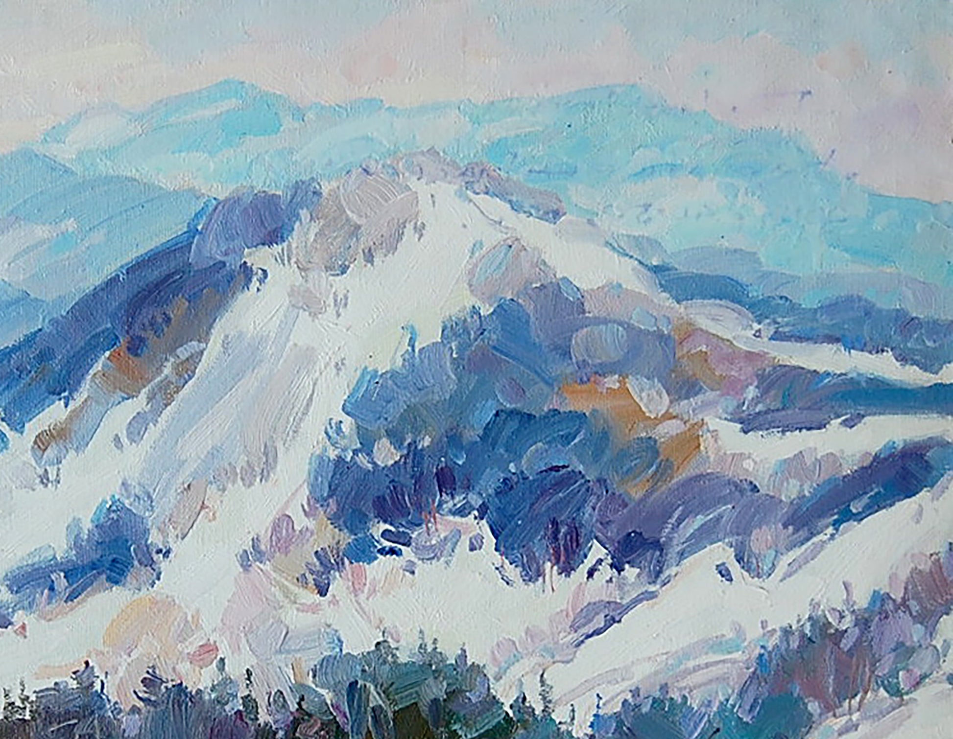 Oil Painting Mountain Nature Landscape 