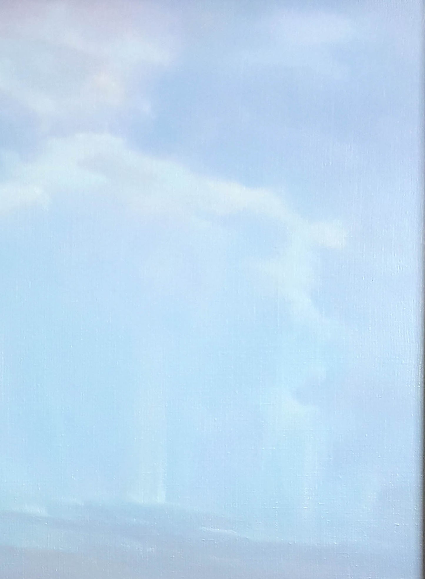 Oil painting of soft pastel blue sky with wispy clouds by Korkishko Vasily