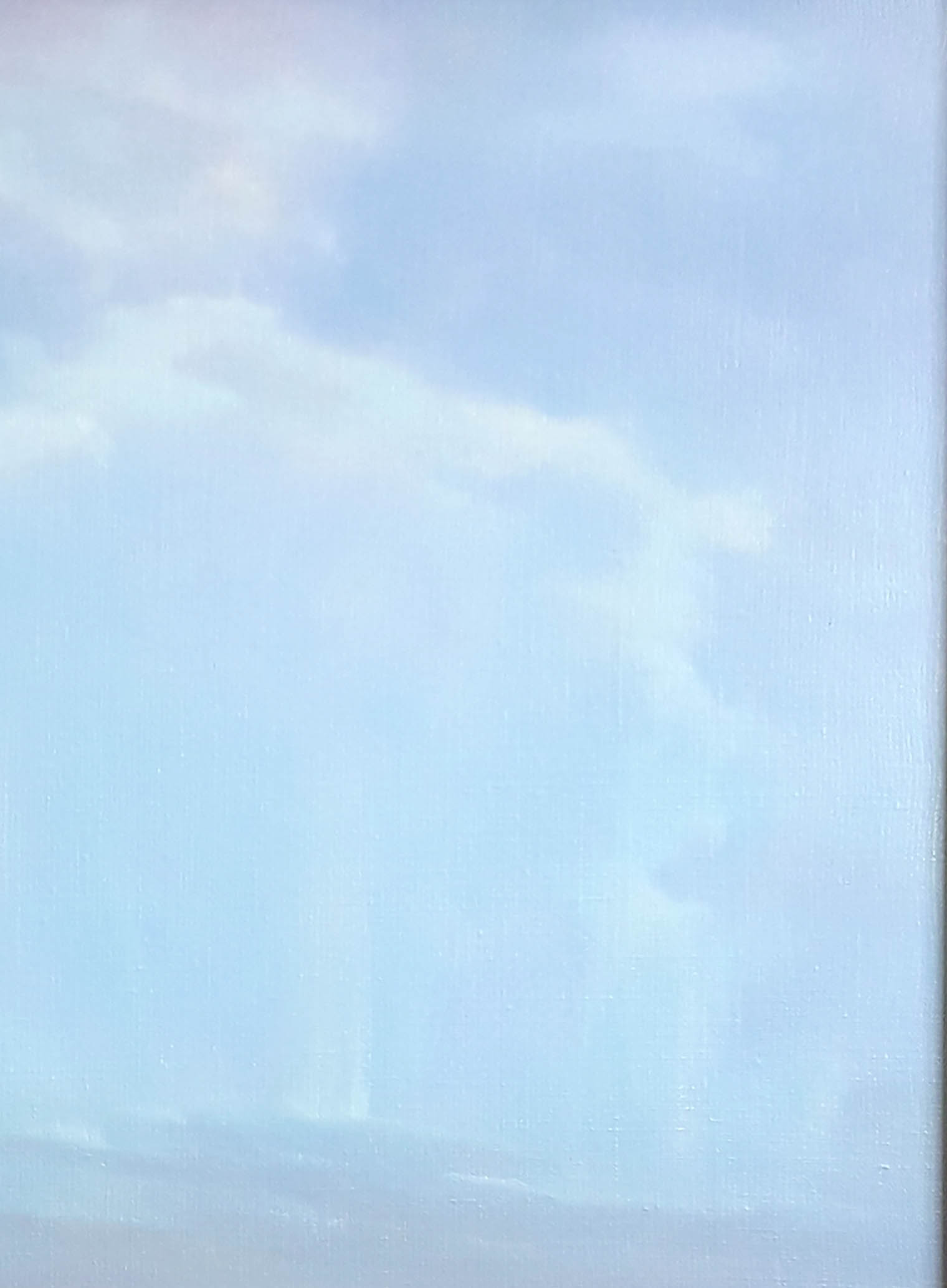 Oil painting of soft pastel blue sky with wispy clouds by Korkishko Vasily