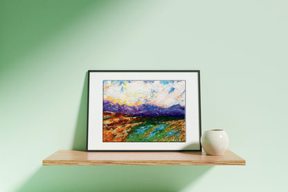 Oil painting Holidays in the mountains V. Zadorozhnya in black frame