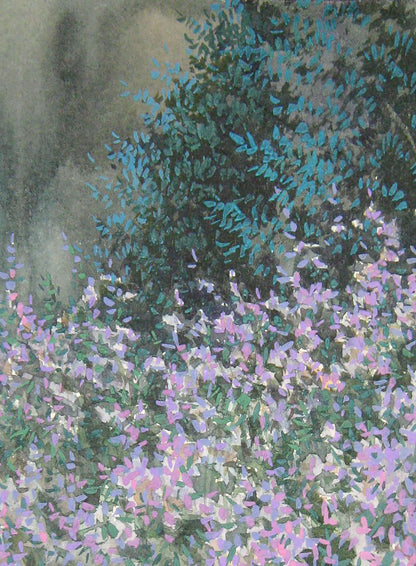 Watercolor painting Flowers Nature Landscape 