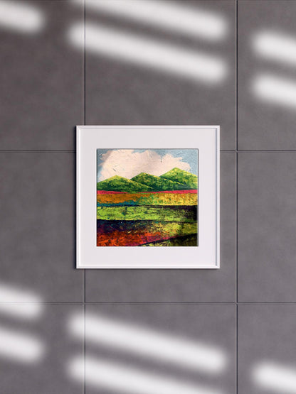 White-framed Oil painting In the summer mountains by Zadorozhnya V. V