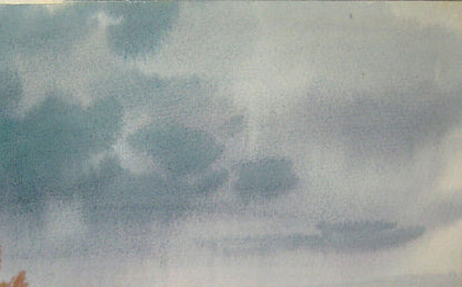 Watercolor painting Nature Landscape field 