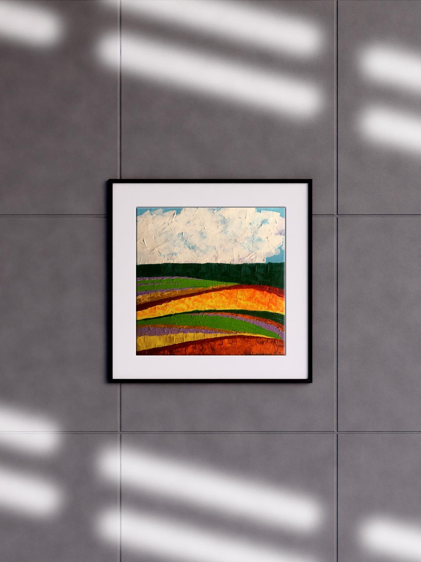 Oil painting Summer perspective after rain by V. Zadorozhnya, vibrant fields