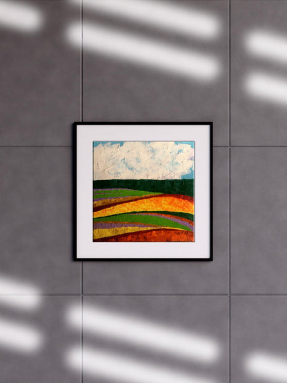 Oil painting Summer perspective after rain by V. Zadorozhnya, vibrant fields