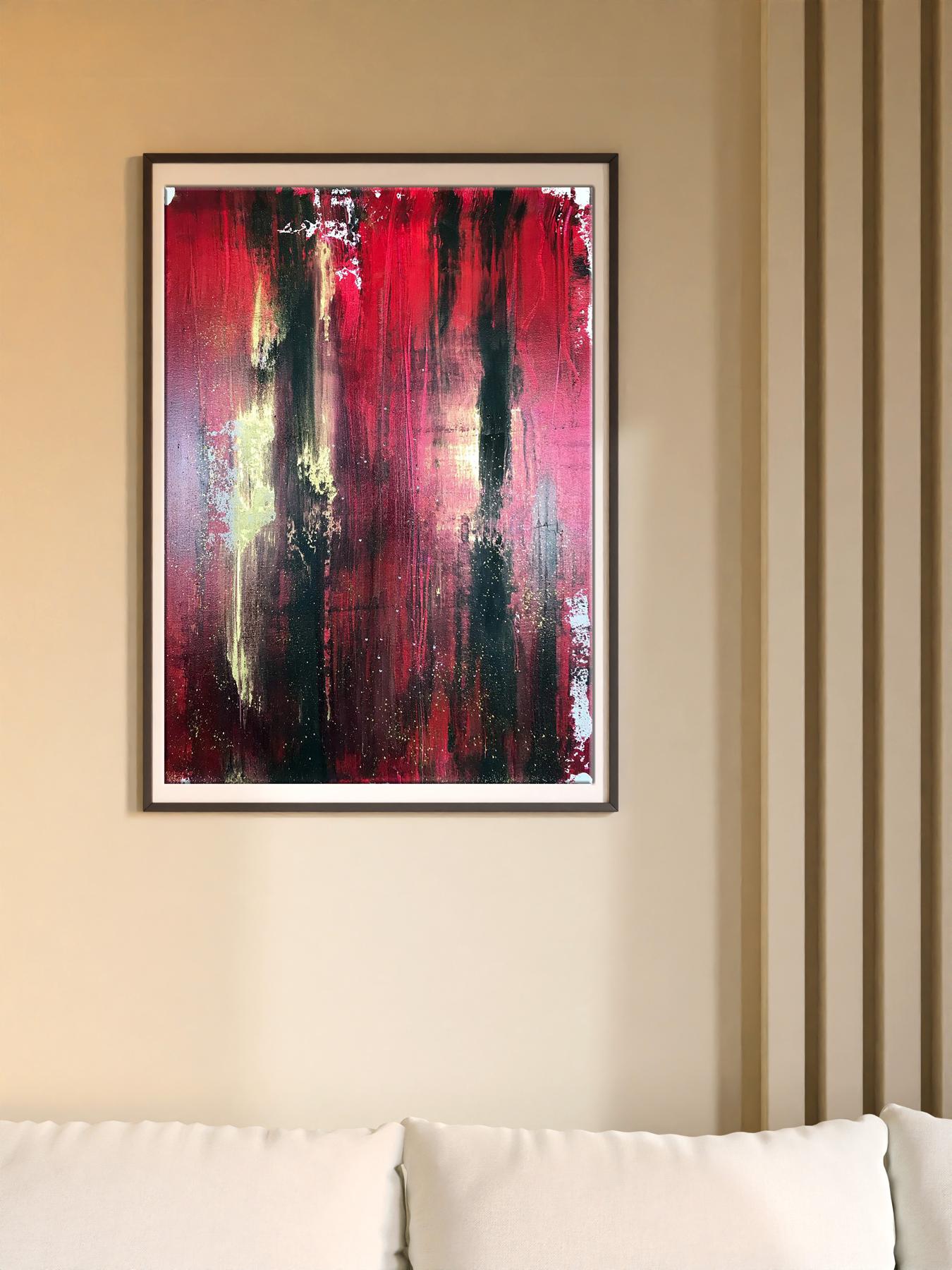 Fire Kali acrylic painting by Melezhik Olga: bold red, black, gold streaks