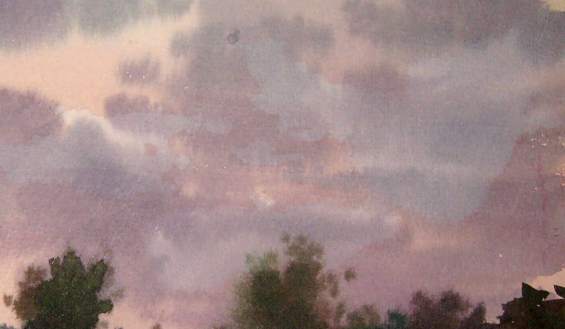 Watercolor painting Evening Forest Landscape 