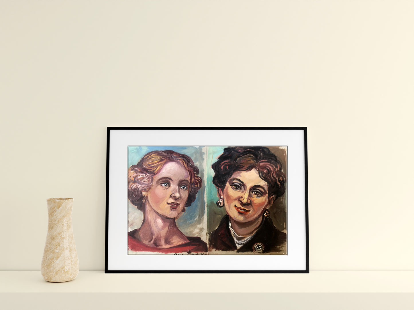 Oil painting portrait of sisters by Alexander Arkadievich Litvinov
