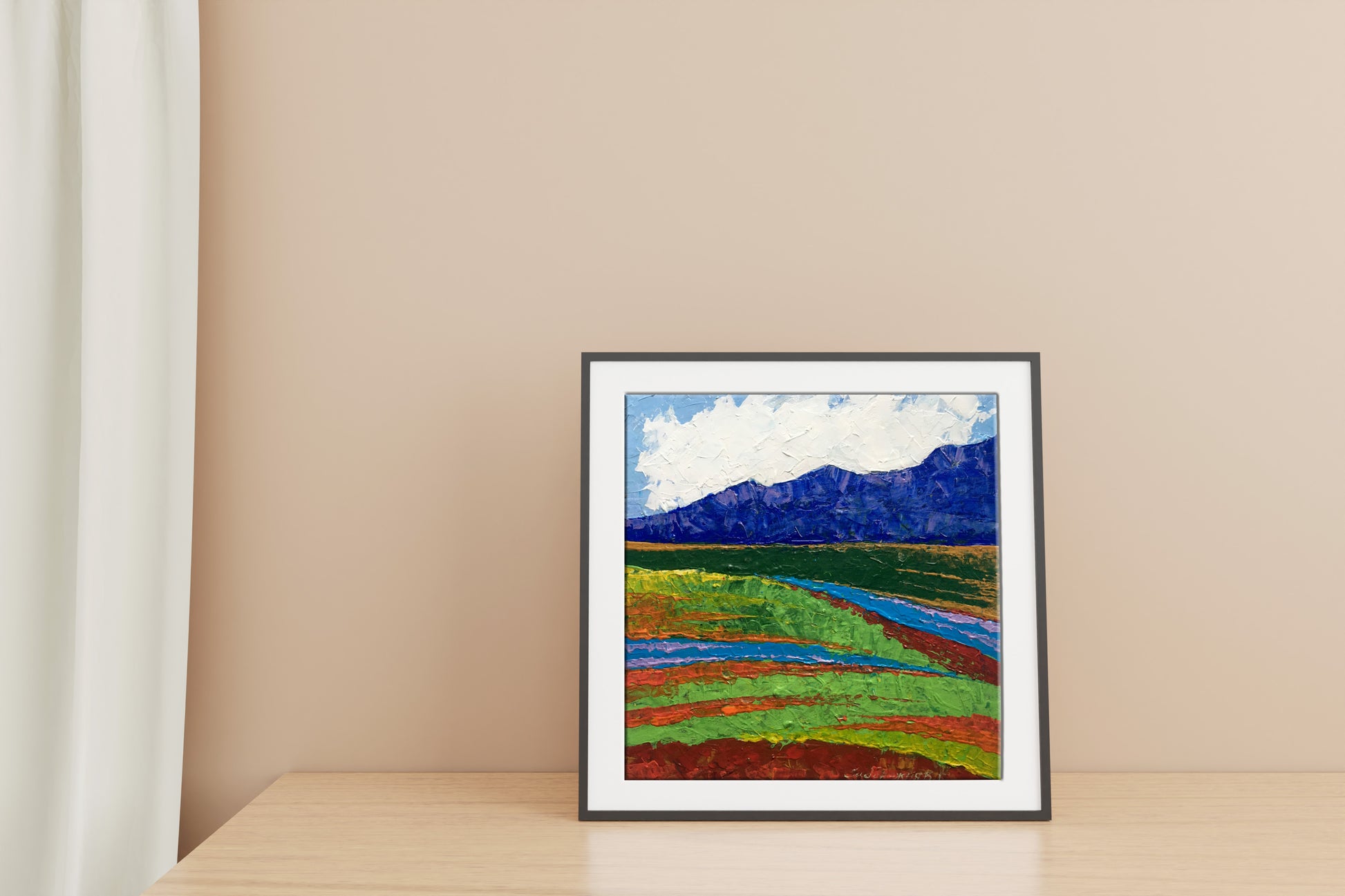 Framed Oil Painting Summer Sunlight on the Mountains by V. Zadorozhnya