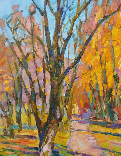 Oli painting Nature park landscape Pereta Vyacheslav