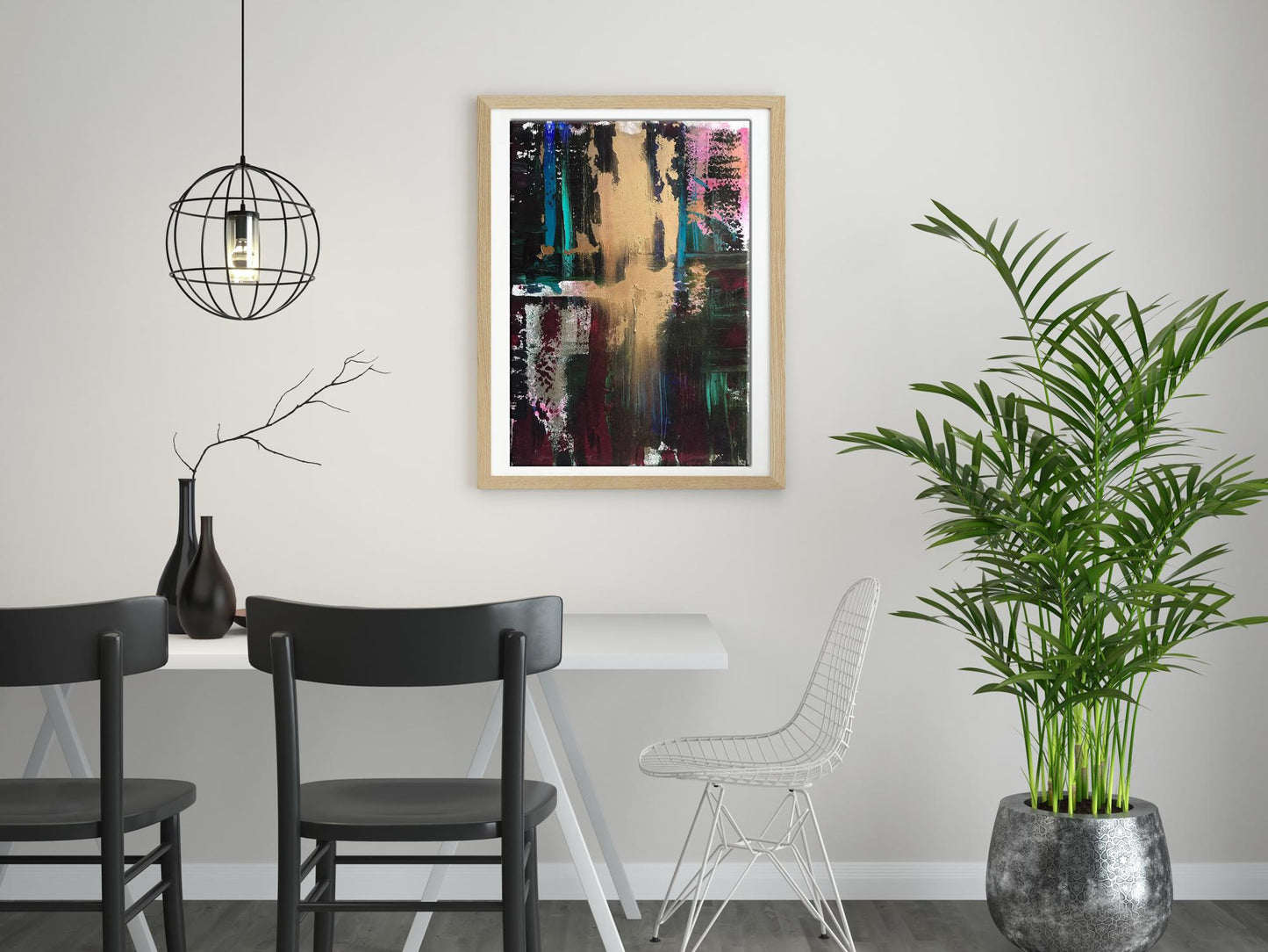 Framed Confidence acrylic painting by Melezhik Olga on white wall