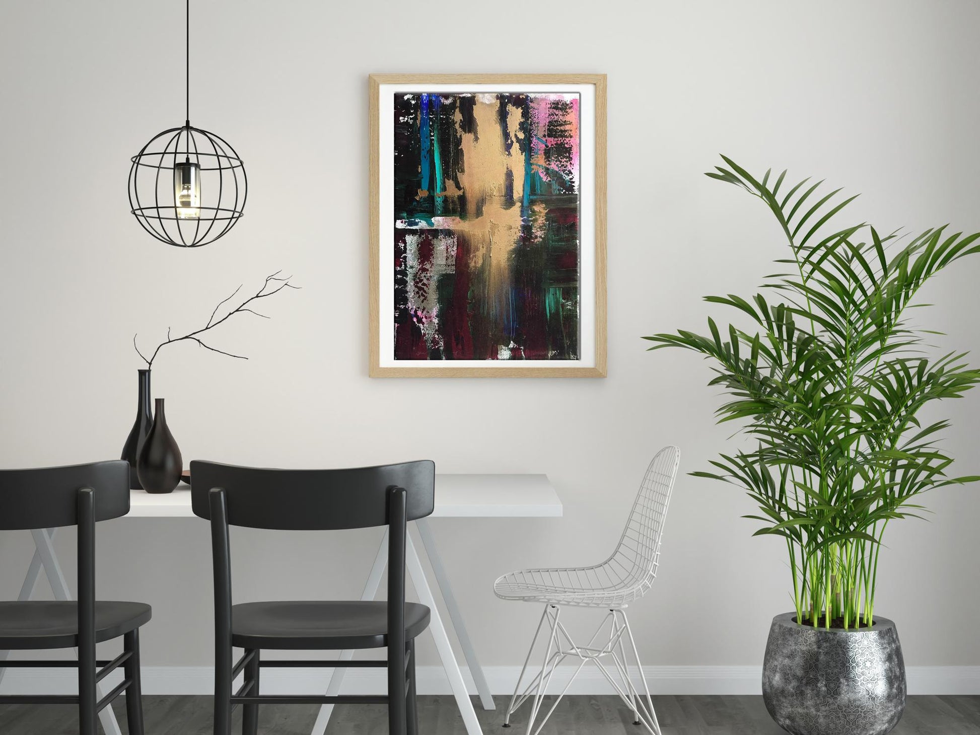 Framed Confidence acrylic painting by Melezhik Olga on white wall