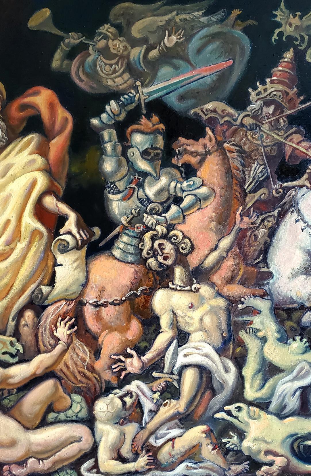 Oil painting Visions of John the Evangelist by Litvinov Daniil Olegovich: chaotic battle scene