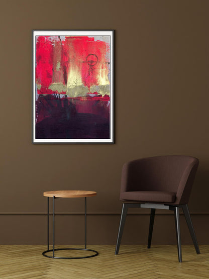 Framed Acrylic painting Golden Sails by Melezhik Olga in red gold purple