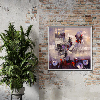 Oil painting Dawn by Valentina Alekseevna Kozyar with purple red white strokes