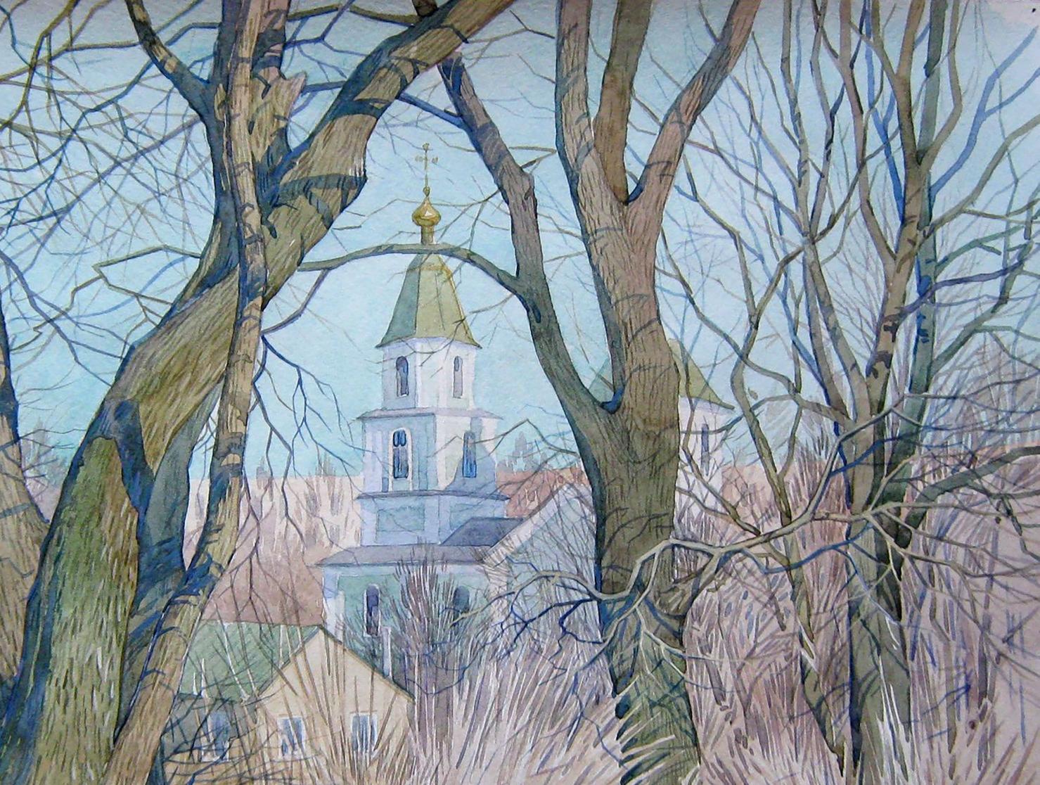 Oil Painting Nature Landscape Village 